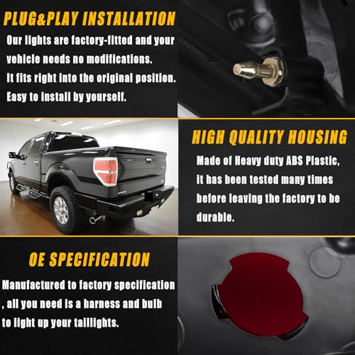 Boine Compatible With 2009 2010 2011 2012 2013 2014 Ford F150 F-150 Left Driver Side Tail Light Housing - Chrome trim