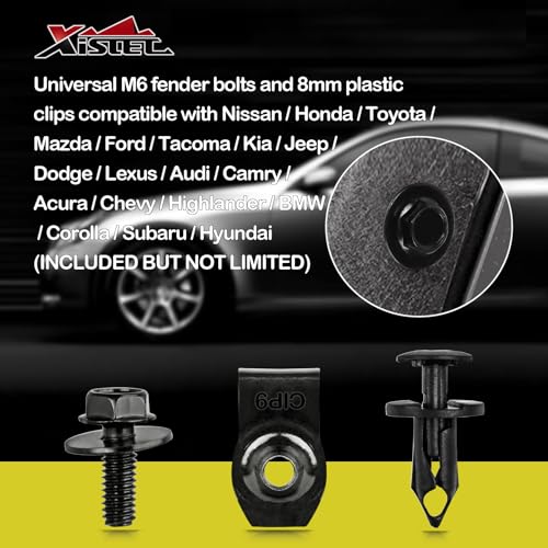 Xislet 45PCS Universal Style Engine Under Cover Splash Shield Guard Body Bolts Bumper Fender Liner Push Retainer Fastener Rivet Clips Compatible with Most Brand of Vehicles
