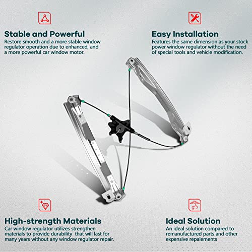 Power Window Regulator Front Left fits for 2008-2016 for Chrysler Town and Country 2008-2018 for Dodge Grand Caravan 2012-2015 for Ram Cargo Van 2009-2014 for VW for Routan 68030655AA 749-508