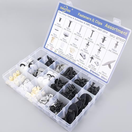 OAUTOO 180pcs fits Chevy Tahoe & Suburban GMC Yukon 2007-2014 Auto Body Interior and Exterior Retainer Fastener Clip Assortment