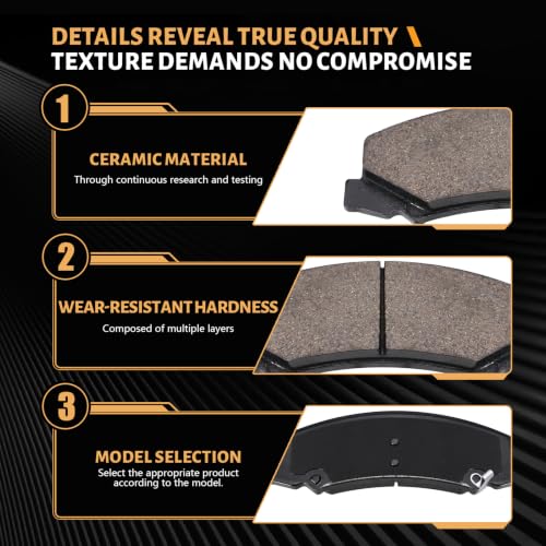 HECHENQICHE D1159 Front Ceramic Brake Pads Kit Fit For Buick Lucerne 2006-2011, For LaCrosse 2008-2009, For Cadillac DTS 2006-2011, For Chevrolet Impala 2006-2013, For Monte Carlo 2006-2007