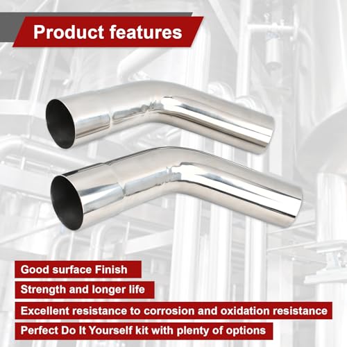 BIGREAT 3'' Inch DIY Custom Mandrel Exhaust Pipe Tube Pipe Industry Pipe,48'' Straight Pipe,3'' OD Straight & Mandrel Bend Pipe(45/90/180 Degree) Kit,T304 Stainless Steel,Universal Fitment-8PCS