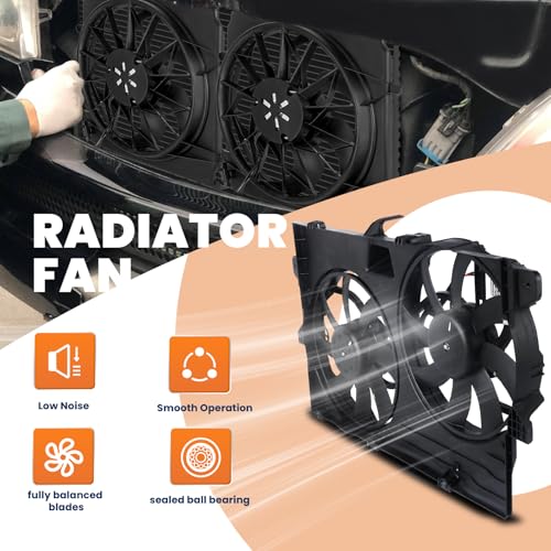 KUIPERAUTO A/C Condenser Radiator Cooling Fan Assembly 621-392 7T4Z8C607A FO3115177 Compatible with 2007-2015 Ford Edge Compatible with 2007-2015 Lincoln MKX Pickup Truck