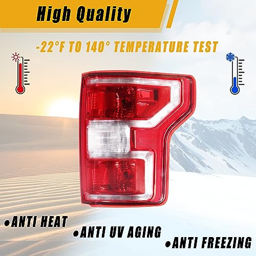 Boine F150 Tail Light Compatible With 2018 2019 2020 Ford F150 F-150 Left Driver Side Rear Light Brake Lamp - Bulb and Harness Included Replace JL3Z13405H