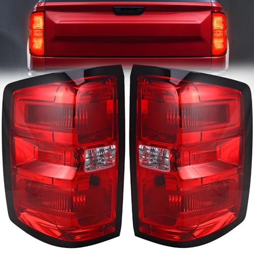 SHINEHOME Tail Light Assembly Compatible with 2016-2019 Chevy Silverado 1500 2500HD 3500HD GMC Sierra 3500HD Left Driver Side Right Passenger Side Taillight Brake Lamp Bulb and Harness