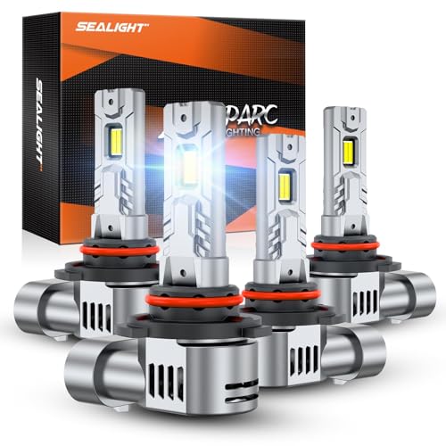 SEALIGHT S2S 9005/HB3 9006/HB4 Light Bulbs Combo, 140,000LM Super Brighter, 6500K Pure White 9005 9006 Fog Bulbs, with Cooling Fan 70K+ Hours Lifespan, 4-Pack