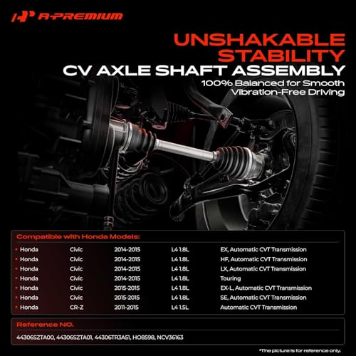 A-Premium Front Left Driver Side CV Axle Shaft Assembly Compatible with Honda Civic 2014-2015 1.8L, CR-Z CRZ 2011-2015 1.5L, Automatic CVT Transmission Only