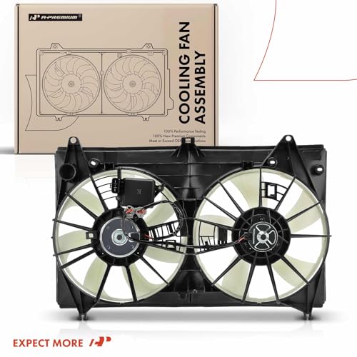 A-Premium Engine Radiator Cooling Fan Assembly Compatible with Select Lexus Models - GS350 2013 2014 2015, 3.5L - Replace# 1636131410, 1636131430