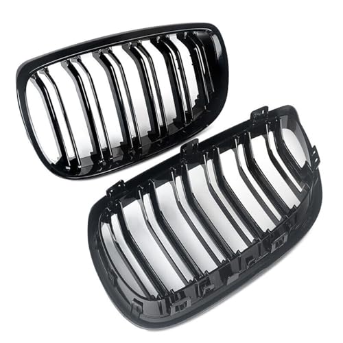 BLWGROW Front Kidney Grille Glossy Black Compatible with 2006-2009 3 Series E92 & E93 Double Slats Grill Gloss Black