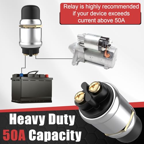 BFXM Push Button Starter Switch 12V 50A, Waterproof Momentary Start Switch for Car Engine, Push Button Starter for Truck Boat ATV