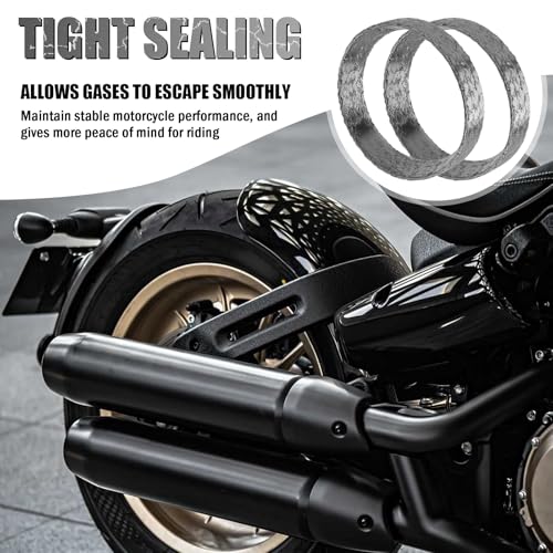 2PCS Exhaust Gasket Graphite and Steel,Exhausts Flange Gasket Compatible with Harley Softail Dyna Touring Sportster,Exhaust Manifold Gaskets Sealing Motorcycle Accessories