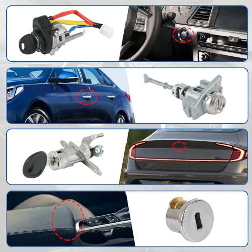 DICMIC Full Lock Cylinder Set Key Ignition Start Barrel Compatible with Hyundai Sonata 2015-2019 Sonata Hybrid 2016-2019 Replace# 81970-C1A00