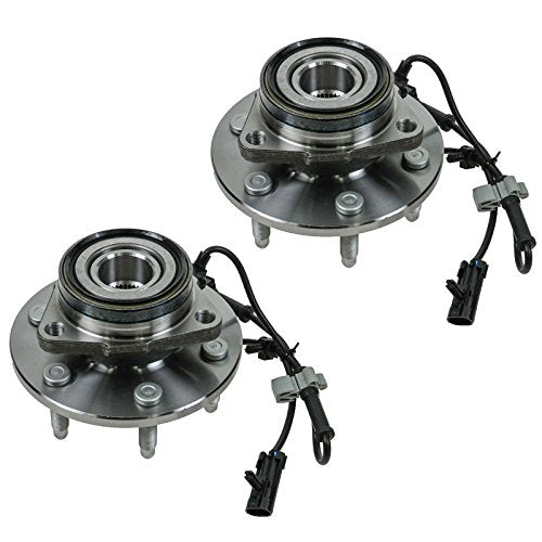 TRQ Front Left and Right Wheel Bearing and Hub Assembly 2 Piece Set 4WD Compatible with 99-06 Silverado/Sierra 1500 4X4 01-06 Tahoe/Yukon/Suburban 4WD 02-06 Escalade AWD