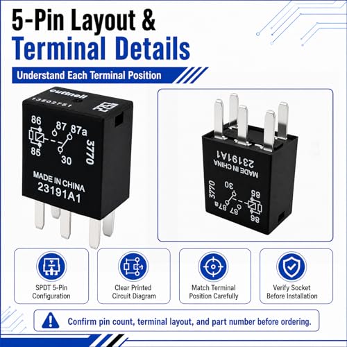 Cuttnell 6-Pack 13502751 Relay 12VDC 35A 5-Pin Relay