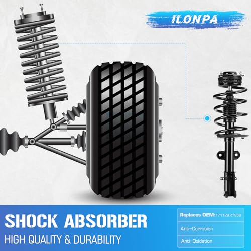 ILONPA (4) Front Struts & Sway Bar Links for 2008-2019 Dodge Grand Caravan(Exc. RT, GT), 2008-2016 Chrysler Town & Country(Exc. S), w/Coil Springs Shock Absorbers Amortiguadores - 171128L 171128R