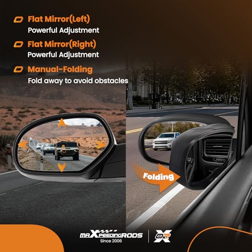 maXpeedingrods Pair Driver & Passenger Side View Mirrors Power for Chevy Silverado GMC Sierra 1500 2007-2013, Suburban Yukon XL 1500 2007-2014 Heated Manual Folding LED Arrow Turn Signal
