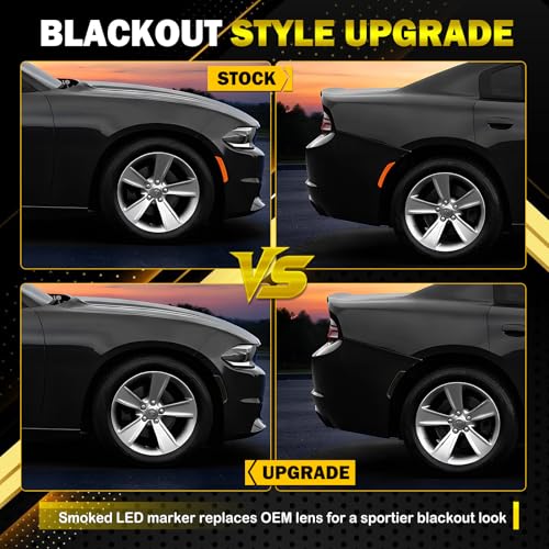 Smoked Lens LED Side Marker Lights Compatible with Dodge Charger 2015–2024