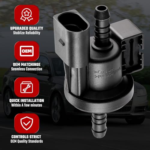 ISINFLASH 06E906517A EVAP Vapor Canister Purge Valve Solenoid Assembly Compatible With Volkswagen VW Beetle Eos Golf Sportwagen GTI Jetta Passat Rabbit Touareg Audi A4 A6 0280142431