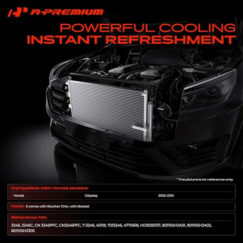 A-Premium Air Conditioning A/C Condenser Compatible with 2005-2010 Honda Odyssey V6 3.5L, Replace# 80110SHJA01