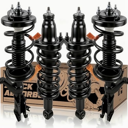 KUIPERAUTO 172185 172186 171340L 171340R Front and Rear Complete Strut Assemblies Compatible for 2003 2004 2005 Honda Civic Shock Absorbers w/Coil Spring(Set of 4)