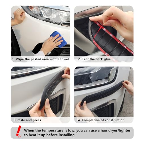 2PCS Rubber Car Bumper Guard,Anti-Collision Anti-Scratch Car Rear Bumper Protector Strip,Universal Car Bumper Protector Guard Car Exterior Accessories for Cars Trucks SUVs (Black)
