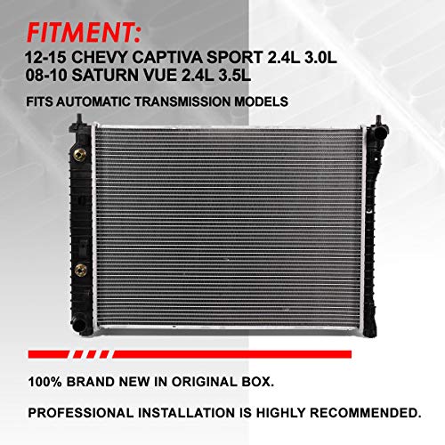 Auto Dynasty Radiator Compatible with 2008-2015 Chevy Captiva Sport/Saturn Vue 2.4L/3.5L AT, DPI 13057 Factory Style 1-Row Cooling Radiator, Aluminum Core