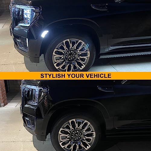 Mynoway Smoked Lens LED Side Marker Lamp Compatible with 2021-2024 Yukon/Yukon Denali/Yukon XL/Tahoe/Escalade/Suburban/Escalade ESV Driver Passenger Sidemarkers Lamp White Front Fender Lights