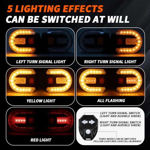 UPXSXT 4Pcs Turn Signals for Bicycles with Alarm, USB Charging Remote Control Split/Integrated Bike Tail Light 5 Modes Waterproof Strobe Bike Rear Lights Can be Mounted on Front and Rear of Bicycle