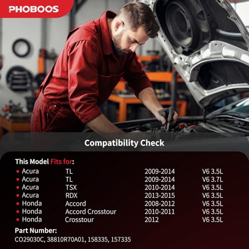 PHOBOOS A/C Compressor with Clutch Compatible with Acura TL 2009-2014, TSX 2010-2014, RDX 2013-2015 & Honda Accord 2008-2012, Accord Crosstour 2010-2011, Crosstour 2012【3.5L/3.7L】. Ref. CO-29030C