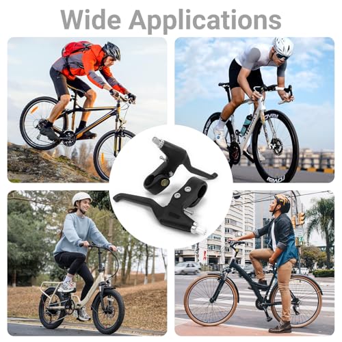 Universal Bicycle Brake Levers Set (Pair) - 22mm (7/8") Bike Brake Handles for Mountain Bike (MTB), Road, BMX, Kids & Fixed Gear Bicycles - Lightweight & Durable Replacement Parts [Black]