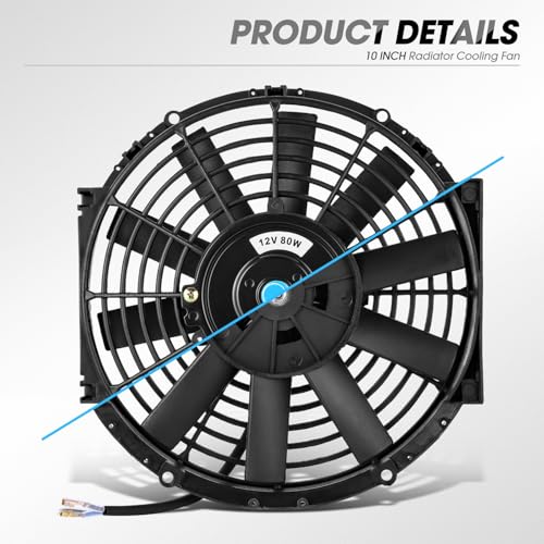 DNA Motoring 2pcs 10Inch Electric Radiator Cooling Fan Thermostat Wiring Switch Relay Kit, Universal High Performance Slim Fan Push Pull Electric Radiator with Mount Kit, RAF-10X2+SW-KIT