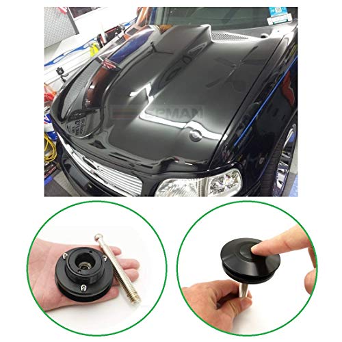 ANJOSHI 2 Pack Quick Release Latch Universal 2.44in/62mm Diameter Aluminum Alloy Push Button Hood Pins Lock Clip Kit for Auto Car (Black Pro)
