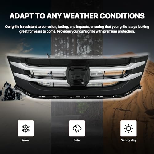 KARPAL Front Bumper Grille Lower Grill with Chrome Trim Compatible with 2014 2015 2016 2017 Honda Odyssey 75101TK8A22 Black