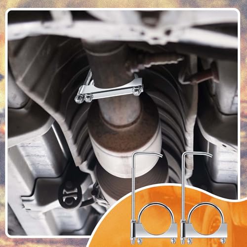Datanly 2 Pcs 3 Inch Universal Exhaust Clamp with Hanger, Made of Heavy-Duty Clamp with Rear Muffler Hanger Exhaust Pipe for Cars, Trucks Pipes