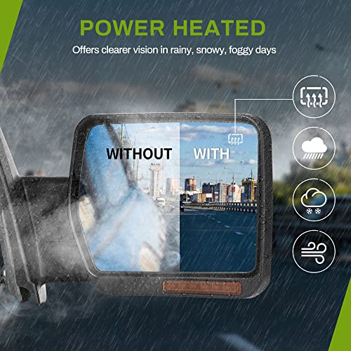 AUTOSAVER88 Door Mirror Compatible with 2007-2014 Ford F150, Right Passenger Side Mirror with Turn Signal Puddle Light Power Adjustable Heated Manual Folding