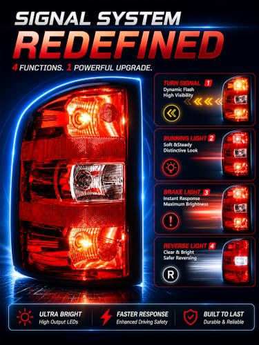 FOMIUZY Tail Lights Assembly Fit 07-13 Chevy Silverado 1500 2007 2008 2009 2010 2011 2012 2013 2014 Chevrolet 2500 3500 HD 2500HD 3500HD Rear Brake Back Taillight Cover Left Driver Right Passenger