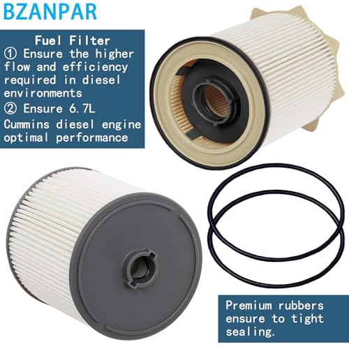 BZANPAR Fuel Filters for Ram 2500 3500 4500 5500 6.7 Cummins Diesel, Fuel Filter for 2019 2020 2021 2022 2023 2024 Dodge Ram 6.7 Diesel, Fuel Filter Water Separator Set Replace 68157291AA 68436631AA