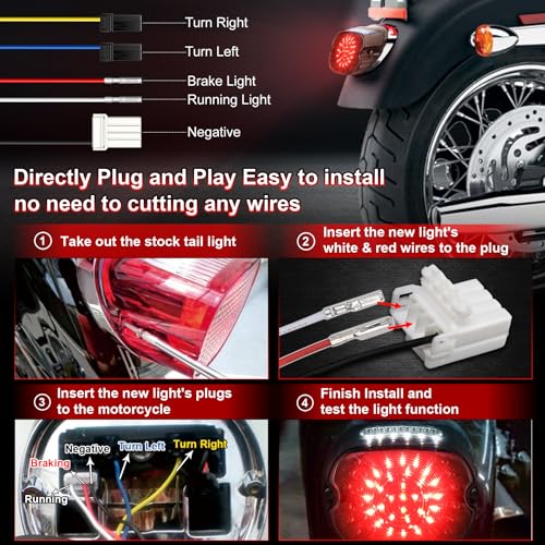 MOVOTOR Led Tail Light LED Brake Turn Signal Rear Light Low Profile Smoked Taillights Compatible with Harley Davidson Dyna Sportster 883 1200 Road King
