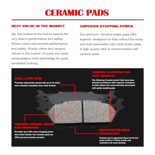 Front Brake Kit, Drilled and Slotted Brake Rotors Ceramic Brake Pads for Cadillac Escalade Chevy Silverado 1500 Tahoe GMC Yukon