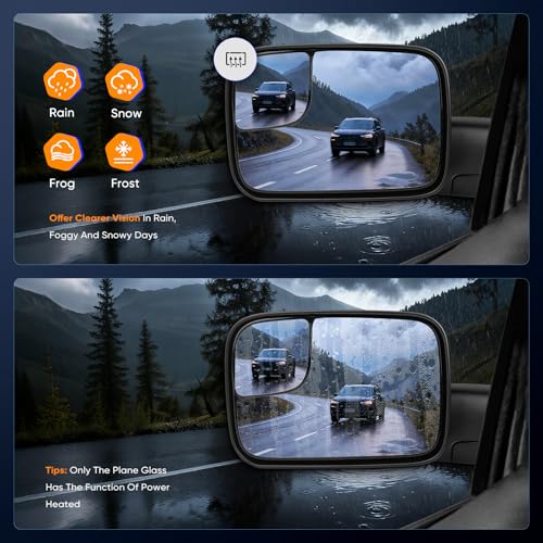 ECCPP Towing Mirrors Fit 02-08 For Dodge For Ram 1500 03-09 For Dodge For Ram 2500 3500 Pickup Truck Power Heated Tow Folding Side View Black Mirror Pair Set Right Passenger And Left Driver Side