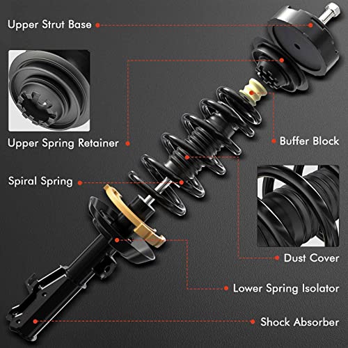 A-Premium Front Complete Struts Compatible with Mercedes-Benz [AWD] C230 2008-2009, C250 2010-2012, C300 2008-2014, C350 2008-2014 - 2x Replacement Suspension Shock Absorber with Coil Spring Assembly