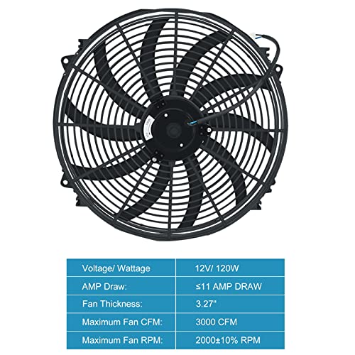 16 inch Electric Radiator Fan with Thermostat Wiring Switch Relay Kit