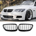 BLWGROW Front Kidney Grille Glossy Black Compatible with 2006-2009 3 Series E92 & E93 Double Slats Grill Gloss Black