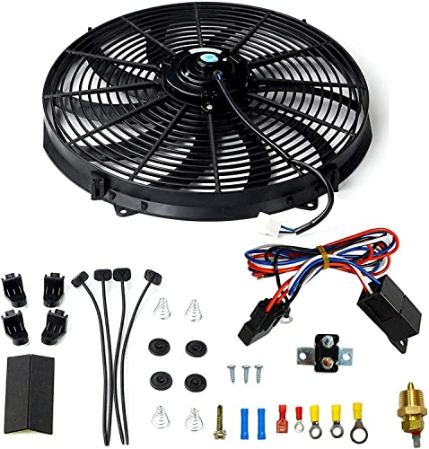 16 inch Electric Radiator Fan with Thermostat Wiring Switch Relay Kit