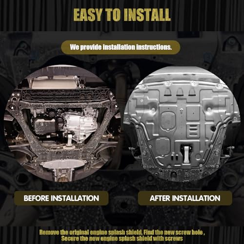 Engine Splash Shield Fit for KIA K5 2021 2022 2023 2024 2025 Engine Case Guard Under Engine Cover Compatible with K5 2021-2024 Front Engine Guard Mud Flaps Including Screw Hardware