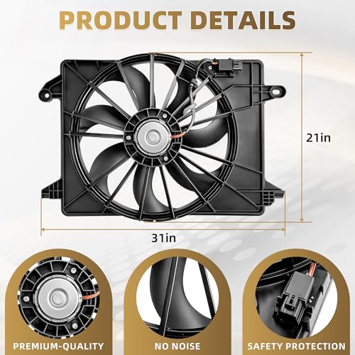 PartsFlow Engine Radiator Cooling Fan Assembly For 2009-2018 Chrysler 300 For 2009-2018 Dodge Challenger/Charger 622550