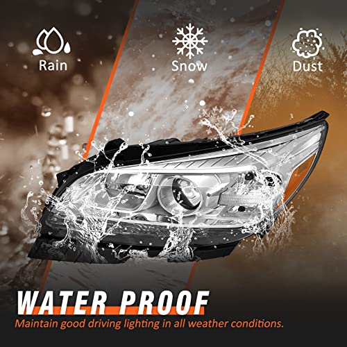 AXLAHA Headlights Assembly for 2013 2014 2015 Chevy Malibu 4-Door LT/LTZ fit 2016 Chevy Malibu Limited Headlamp with Factory Halogen 4 Door Sedan Chrome Housing Driver & Passenger Side(No Bulb)