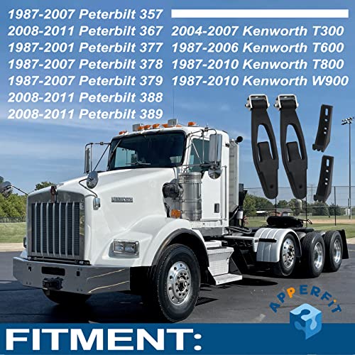 Hood Latch Strap with Catch Bracket Kit 2 Pack Compatible with Kenworth T300 T600 T800 W900, Peterbilt 357 367 377 378 379 388 389 1987-2011 Truck Hood Parts Replaces 23-13857 L56-0001 HLK1035