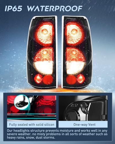 Nilight Taillight Assembly Compatible with 1999 2000 2001 2002 2003 2004 2005 2006 2007 Chevy Silverado 1500 2500 3500 99-02 GMC Sierra Rear Lamp Replacement with Classic Body OE Style