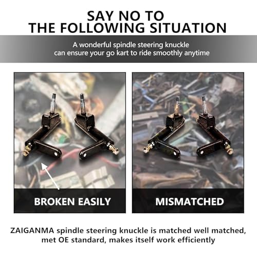 ZAIGANMA Steering Knuckle Left and Right Spindle Side for Coleman KT196 Go Kart CK196-T, KT194, 196cc 6.5 Hp Go karts included Ball joint knuckle on both ends, directly replace 4-Wheeler Quad Parts